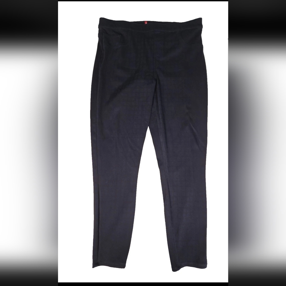 Spanx Jeanish Ankle Leggings Shapewear Sz 1X Blue Check Pull On Tummy Control